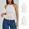 Sleeveless Chiffon Vest Tops Halter Women's Crop Top Fashion Lace-up Camisole  Beach