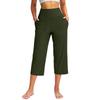 Summer Women Sports Yoga Pants Astic High Waist Casual Active Fit Wide Capris Leg Pants Yoga Leggings Soft Gym Knee Length with Pockets