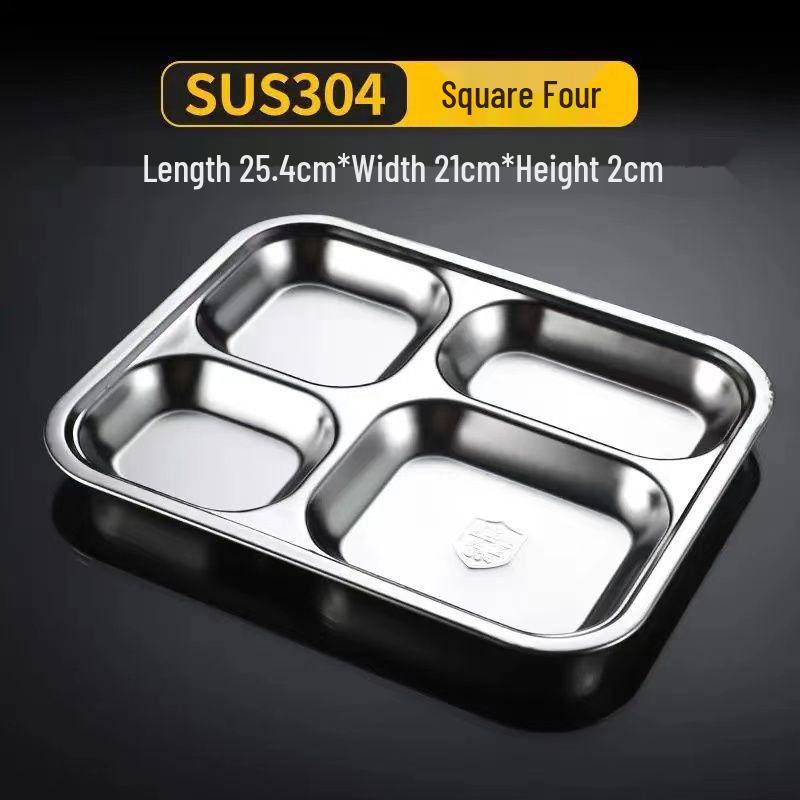 304 Stainless Steel Compartment Meal Tray for Kindergarten Students, Adults, and Canteens