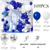 Navy Blue White Balloons Garland Metal Silver Confetti Balloon Arch Kit New Year 2026 Kids Birthday Party Baby Shower Decoration