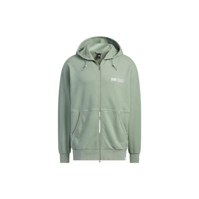 adidas Graphic Hoodie With Print And Zip Men Tops Silver Green IK3510