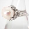 [Used] Pt900 Akoya Pearl/Diamond Ring / Size 11 / j12-7