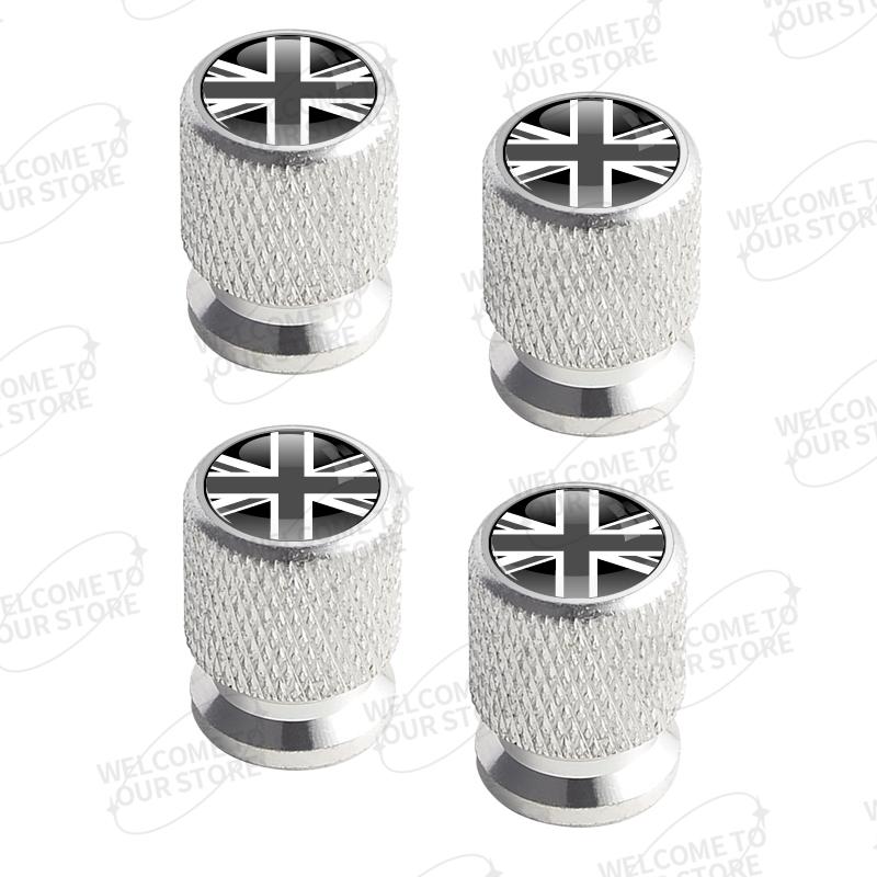 

Aluminum For Union Jack Flag Logo Mini Cooper Jaguar Land Rover Vauxhall Lotus 4pcs Car Decor Wheel Tire Valve Caps Stem Cover