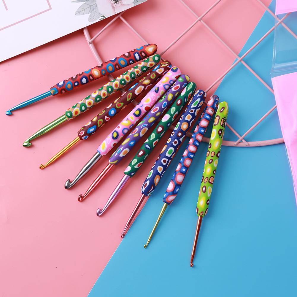 9pcs Colorful Soft Alumina Crochet Hooks Knitting Needles Set 2-6mm Crochet for Weave Sewing Needles Handmade DIY Craft Tool