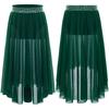 Girls Lyrical Contemporary Modern Dance Skirts Shiny Rhinestones Waistband Side Slit High Low Irregular Mesh Skirt Performance Costume