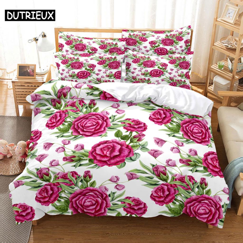 Flower Double Duvet Cover Bedding Set Quilt Case Linens King Queen Full Size 3D Print Pillowcase Single Twin Bed 220x240 200x200