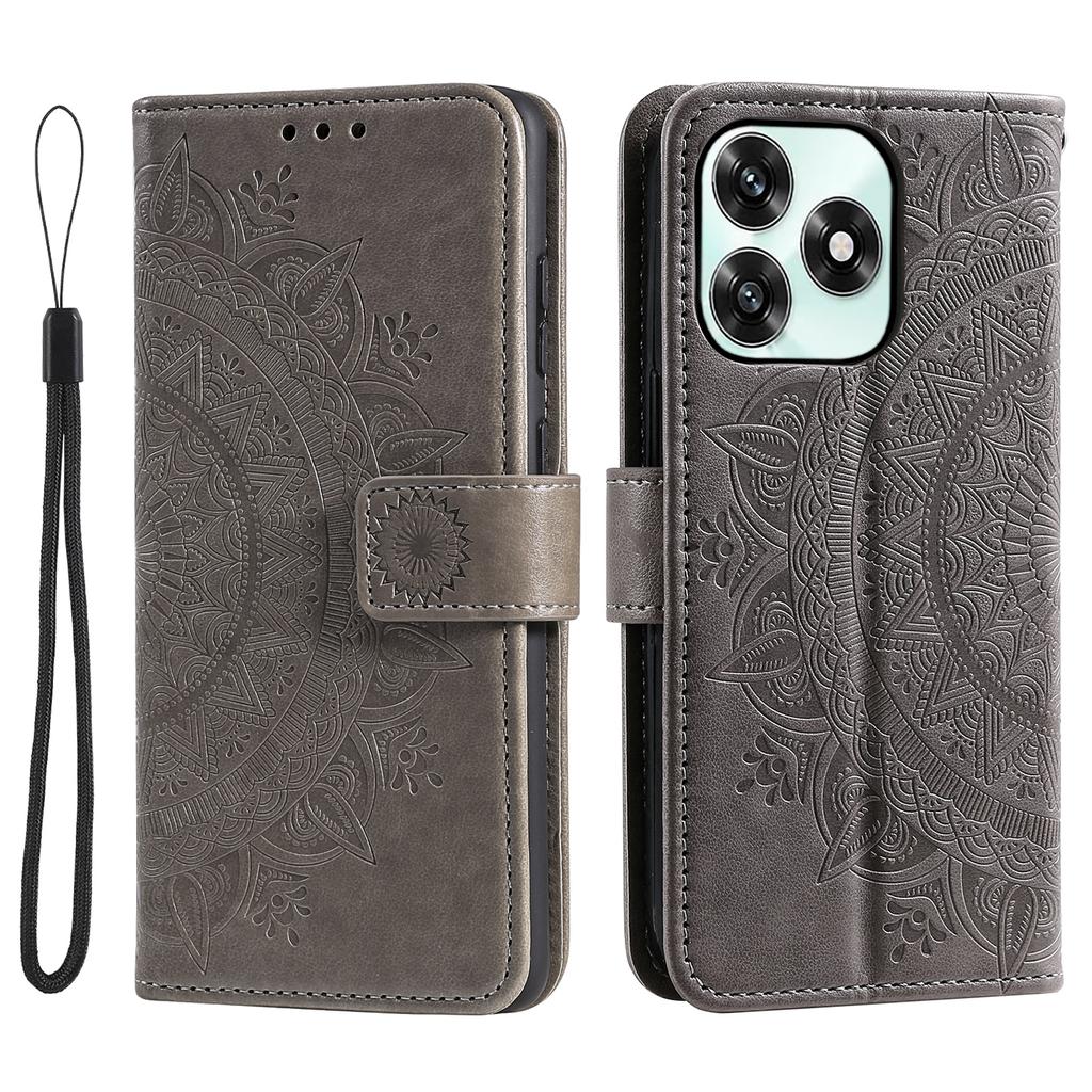 Stand Case For Honor Play10A 4G / X5c Plus 4G / X5c 4G Imprinted Totem PU Leather Wallet Phone Cover with Wrist Strap