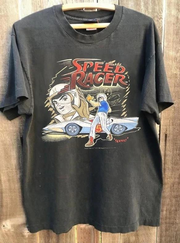 90s Speed Racer Cartoon Graphic Charcoal retro style Sizes Unisex T-Shirt S