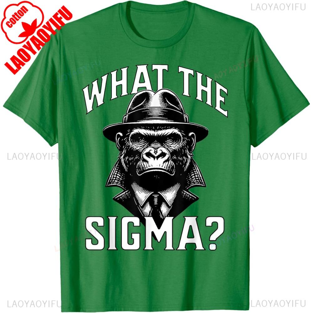 WHAT THE SIGMA TShirt Gentleman Gorilla Graphic Printed Tshirt Men Funny Summer Casual Daily Life Crewneck Cotton Short Sleeve