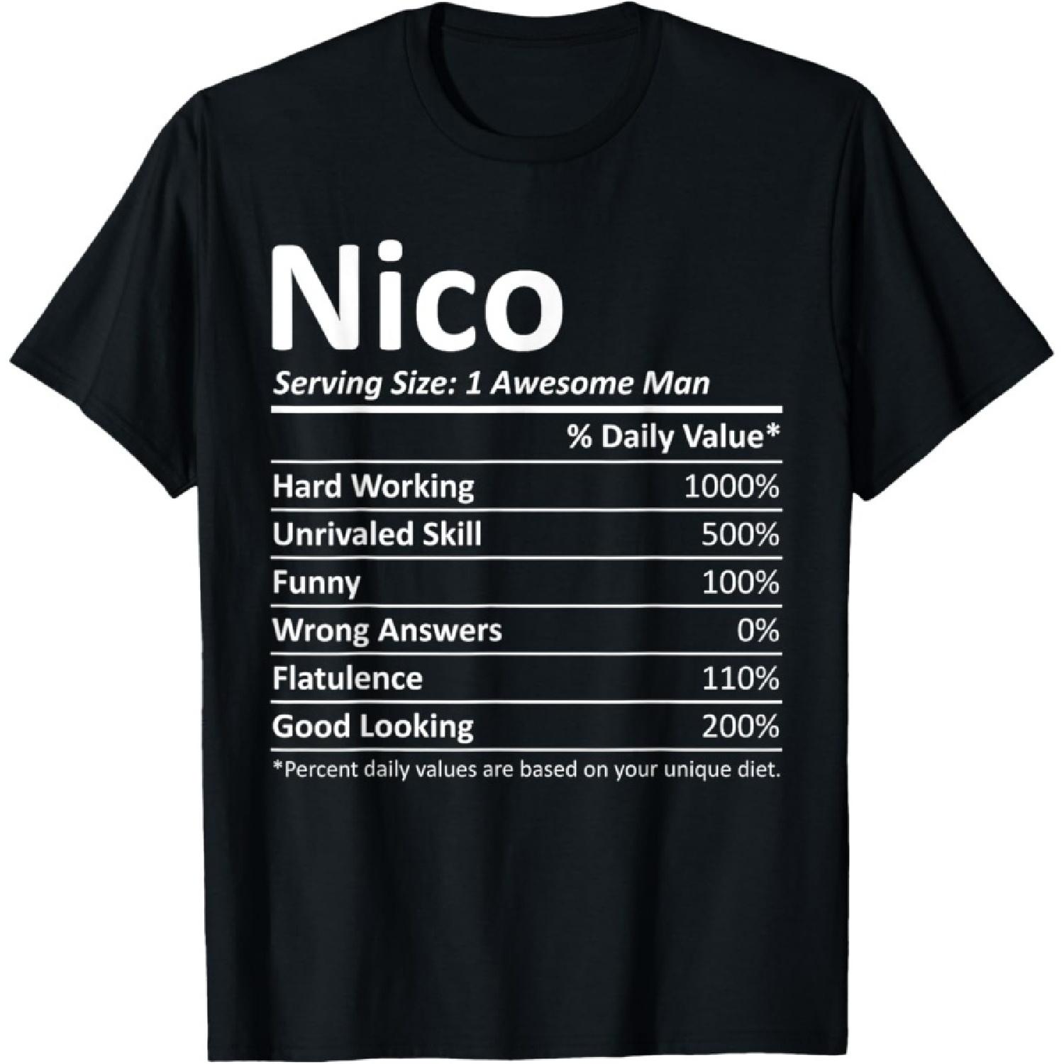 NICO Nutrition Funny Birthday Personalized Name Gift Idea T-Shirt S