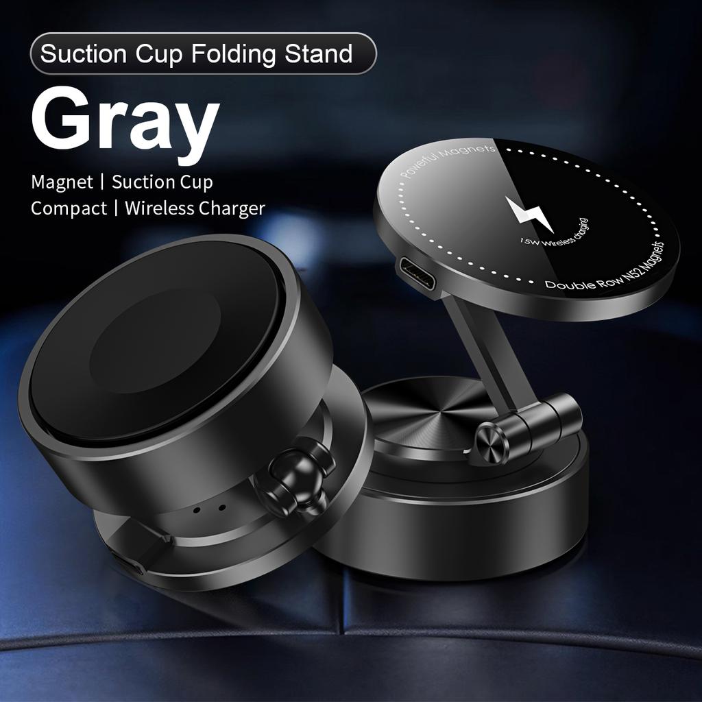 Magnetic Car Phone Holder with Wireless Charger 360 Degree Rotation Foldable Bracket Dashboard Support GPS in Car for iPhone