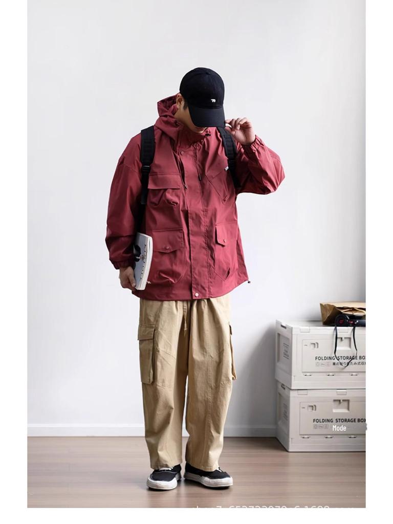 Unisex Multi-pocket Japanese Outdoor Hoodie Jacket for Autumn/Winter Camping and Mountaineering