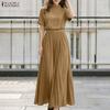 Women Short Sleeve Blouse and Long Pleated Skirts Casual Two Piece Suit Sets