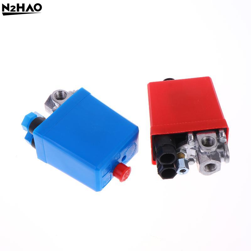 1*Red, Blue 90-120psi Automatic Air Pressure Switch Air Compressor Pressure Switch 4Port Manifold Electric Air Compressors Tool