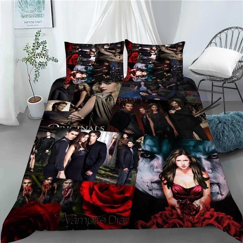 Damon Salvatore The Vampire Diaries Copripiumino Federa Set Biancheria da Letto Decorazione Camera da Letto Adulti Bambini Singola Doppia