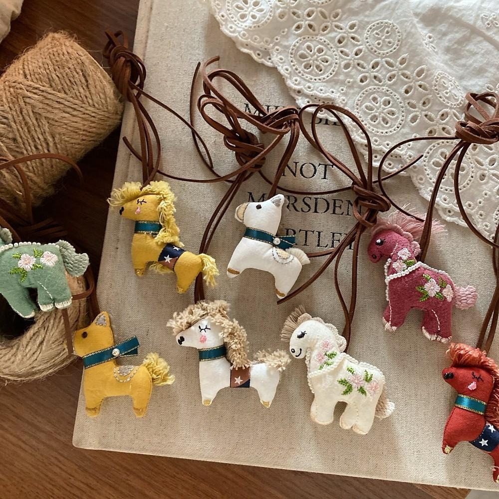 New Creative Cute Cloth Animal Horse Necklaces for Women Children Fashion Sweater Chain Accessories
