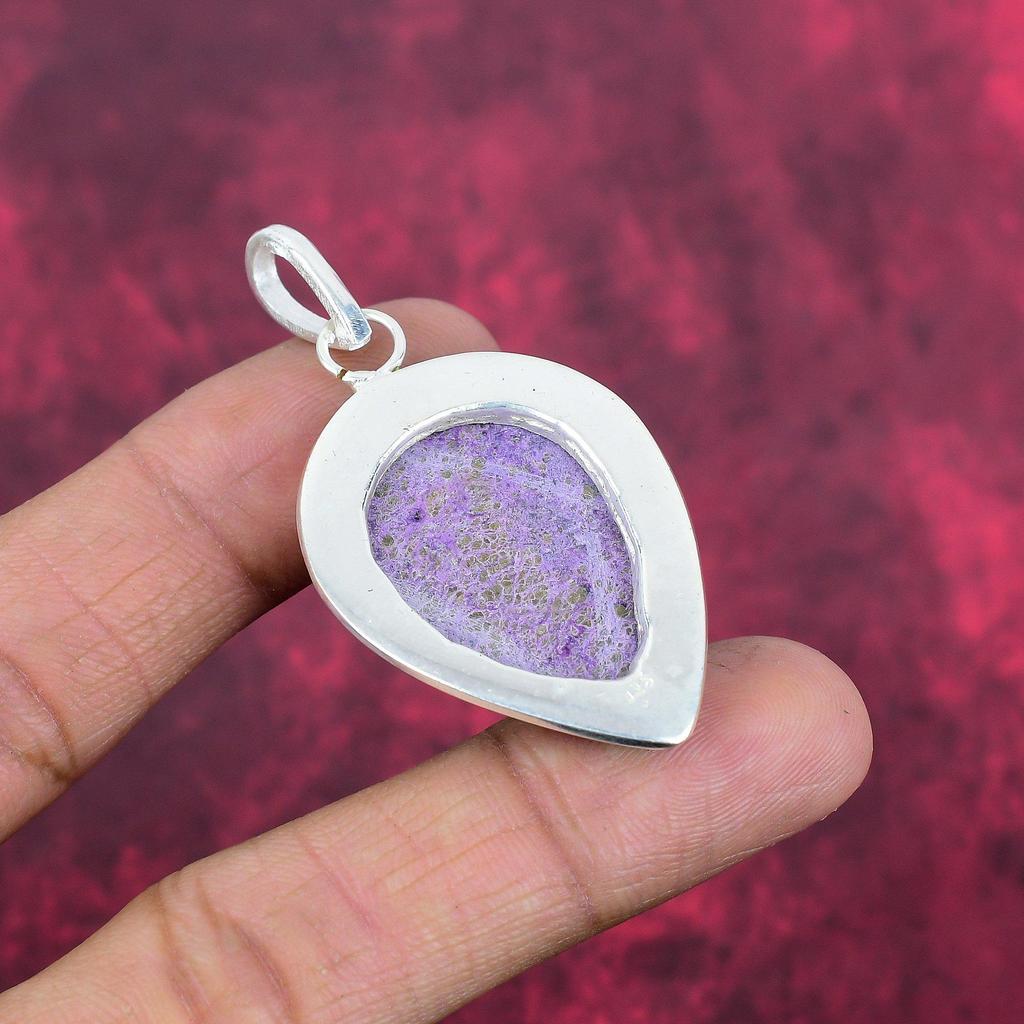 Bijoux en purpurite, pendentif en argent sterling massif 925, bijoux en pierres précieuses faits à la main, cadeaux pour femme, pendentif tout neuf