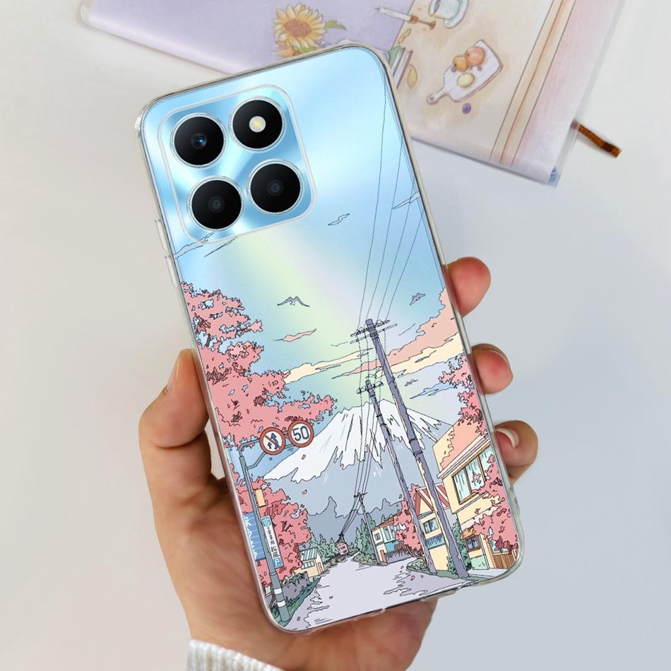 Pro Honor X6a Pouzdro na telefon HonorX6a X 6A 4G WDY-LX1 Roztomilý Motýl Květina Malované Měkký Silikon TPU Zadní Kryt Bumper
