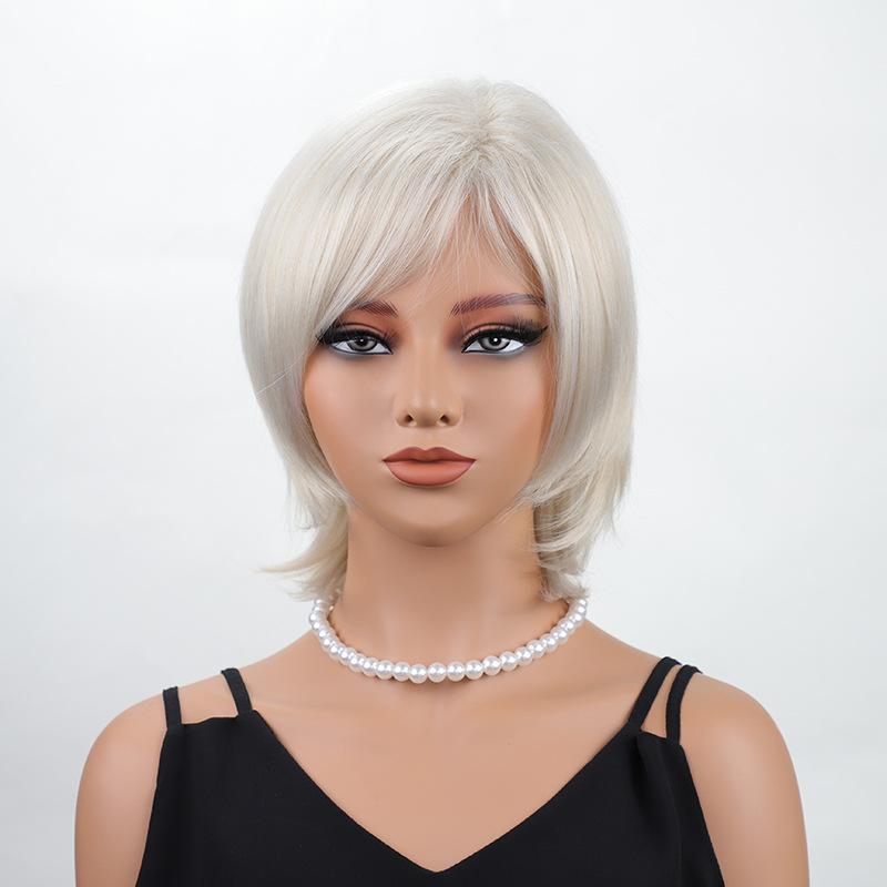 

Женский короткий прямой золотой парик с синтетической повязкой на голову из розовой сетки