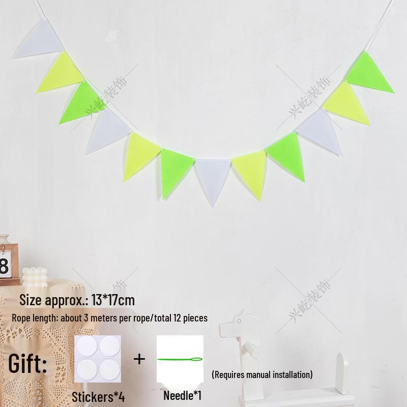 Yellow-Green Felt Pennant Bunting for Kids' Birthday or Kindergarten Decor