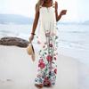 Tuta da Donna Pantaloni Moda Casual Tasche Laterali Stampa Floreale Tuta