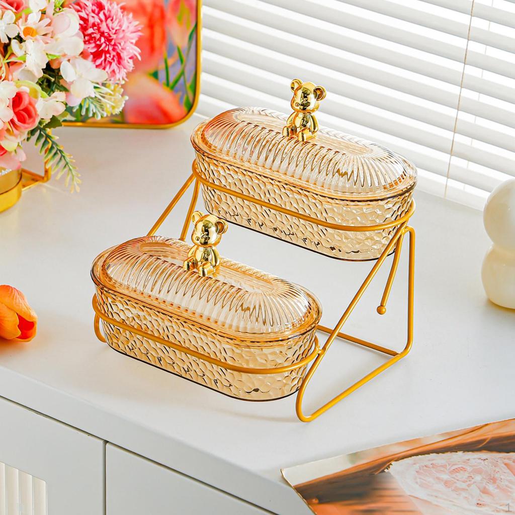 Fruit Basket Appetizer Platter 2 Tier Elegant Countertop Organizer Bowl Tiered Serving Tray