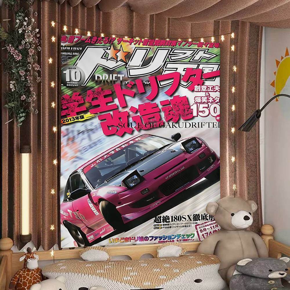 JDM Car Japan Retro 90s Printed Large Wall Tapestry Cheap Hippie Wall Hanging Bohemian Wall Tapestries Mandala INS Home Decor