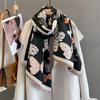 185*65cm Tassel Scarf Autumn/Winter Warm Scarf Women's Butterfly Print Imitation Cashmere Thick Shawl Warps Coldproof Blanket
