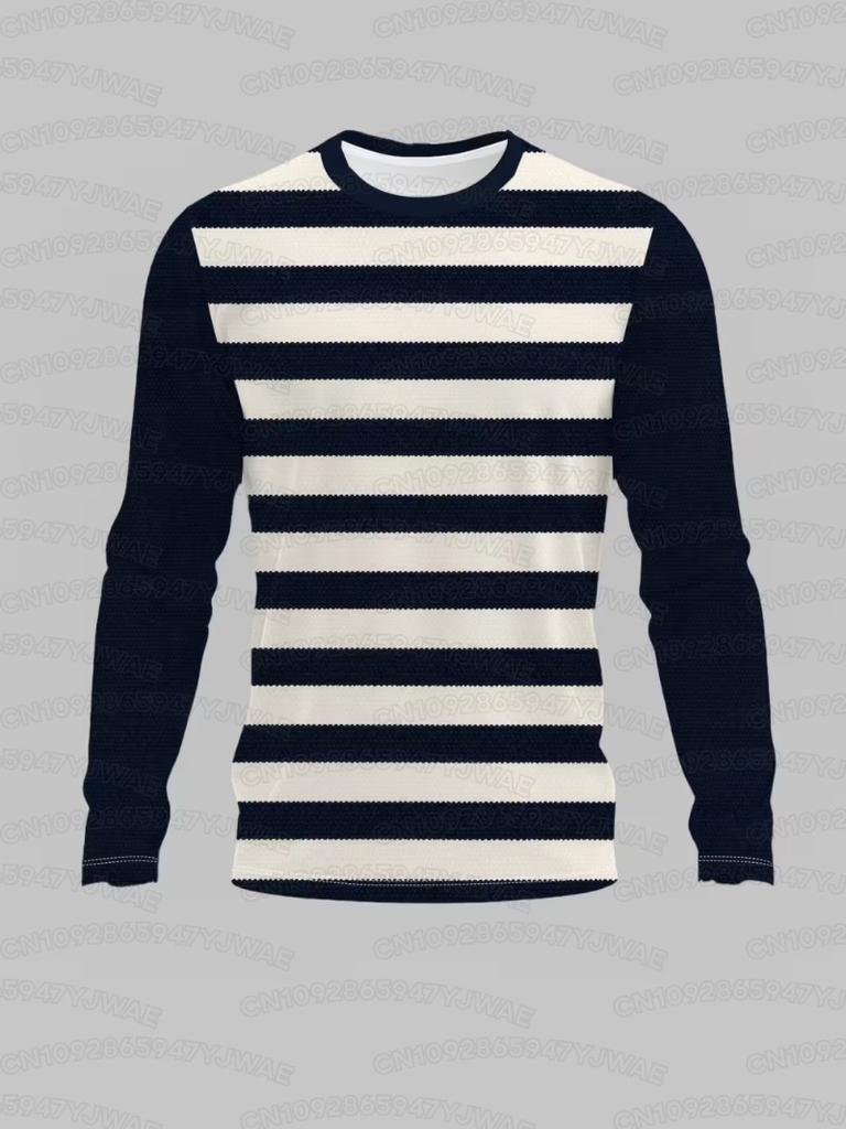 Men's Women's Long Sleeve Stripe Print T-Shirt Casual Wear Long Sleeve Top for Outdoor and Daily Wear T-shirt Pullovers