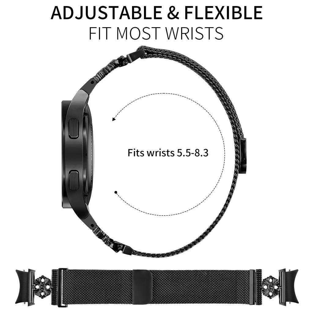 For Samsung Galaxy Watch6 Classic/Watch6 Milanese Watch Band Stainless Steel Strap with Quick Release Connector