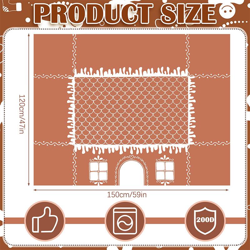 

Рождественский Пряничный Домик Большая Скатерть для Детского Стола Палатка Столовая Покрывало для Стола для Игр в Помещении и на Улице Пряничный Домик на Рождество B