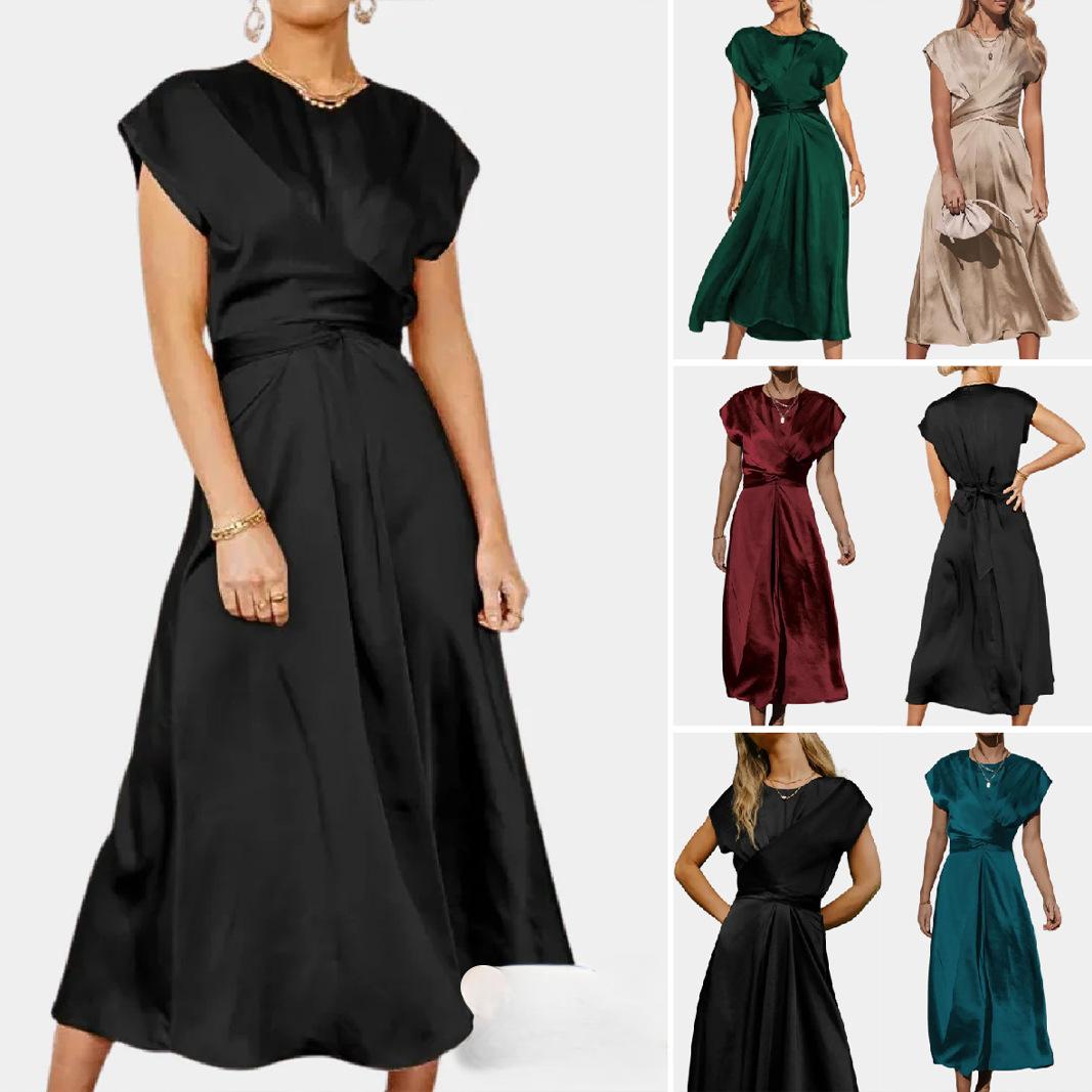 

Women s Sleeveless Flowy Dress with Waist Definition, Elegant A-Line Midi Dress for Casual and Evening Wear XXXL темно-синього кольору