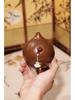 Handcrafted Yixing Zisha Purple Clay Teapot by Famous Artist - Bamboo Leaf Dragon Egg Design Tea Set