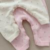 Girls' 100% Cotton Long-Sleeve Bodysuit - Korean Style Knit for Spring/Autumn