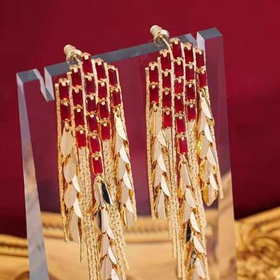 Novos brincos de borla de orelha de trigo angorá: Acessório de outono e inverno moderno, luxuoso e de inspiração retrô para mulheres.