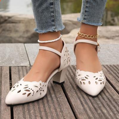Women's Sandals Women's Thick-heeled One-strap Casual Shoes Medium-heeled Sandals