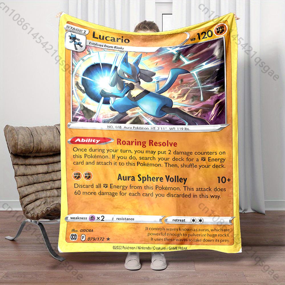

1PC Pokémon Lucario Card Pattern Blanket Warm Soft Fluffy Kids Adult Sofa Bed Throw Blanket Suitable Travel Camping for Gifts 75x90cm