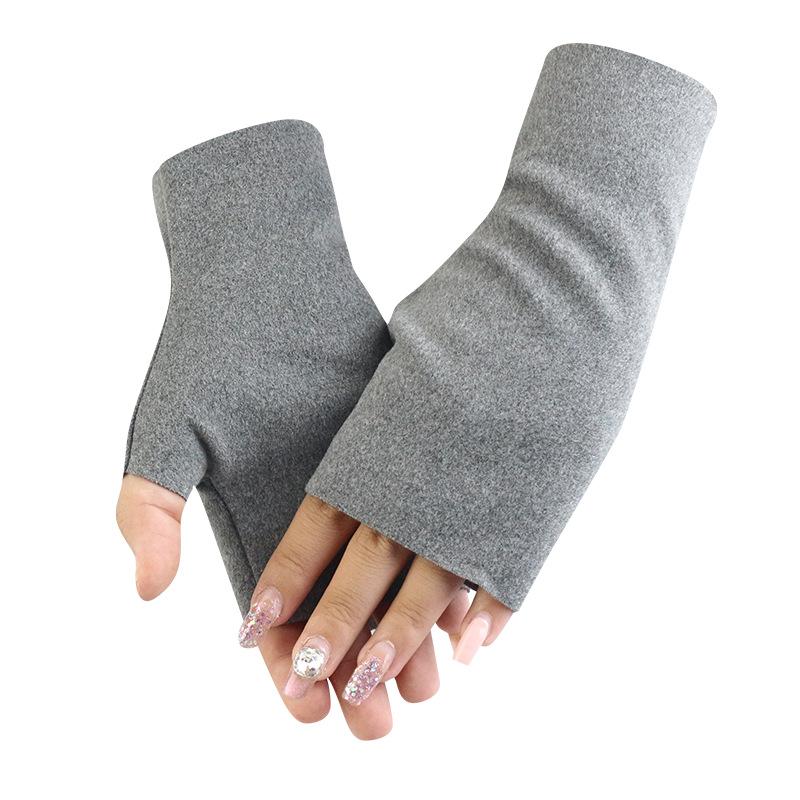 Student writing warm gloves autumn and winter half-finger gloves German velvet cationic men's and women's touch screen dew five-finger manicure