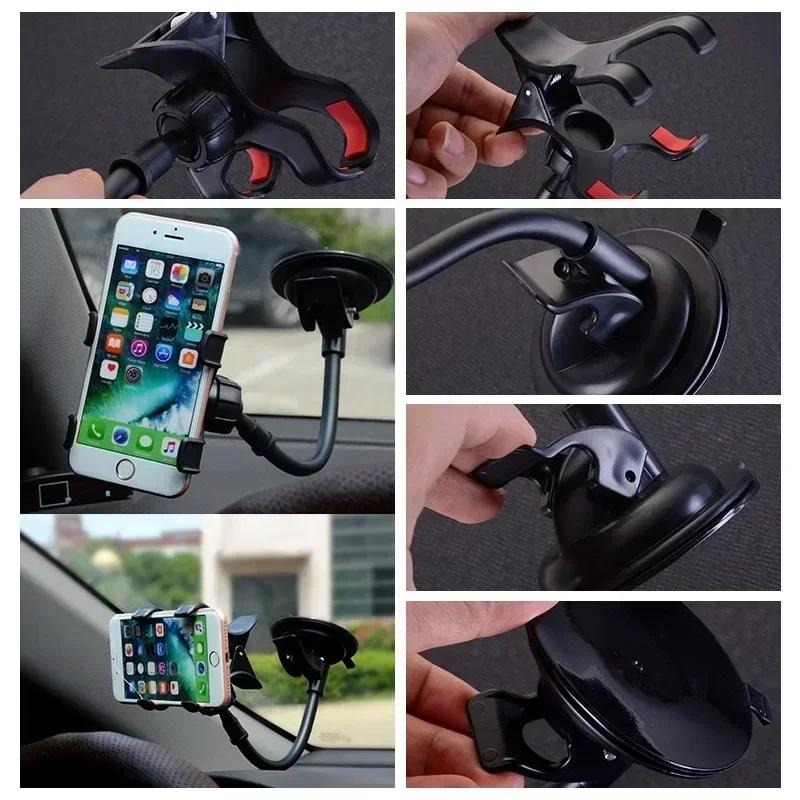 Car Windshield Dashboard Flexible Long Arm Car Phone Stand Holder Mount For IPhone 1514 13 12 11 Pro Max