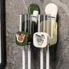Suction Cup Toothbrush Cup Holder Wall-mounted Toothbrush Storage Rack Toothbrush Rack  Household