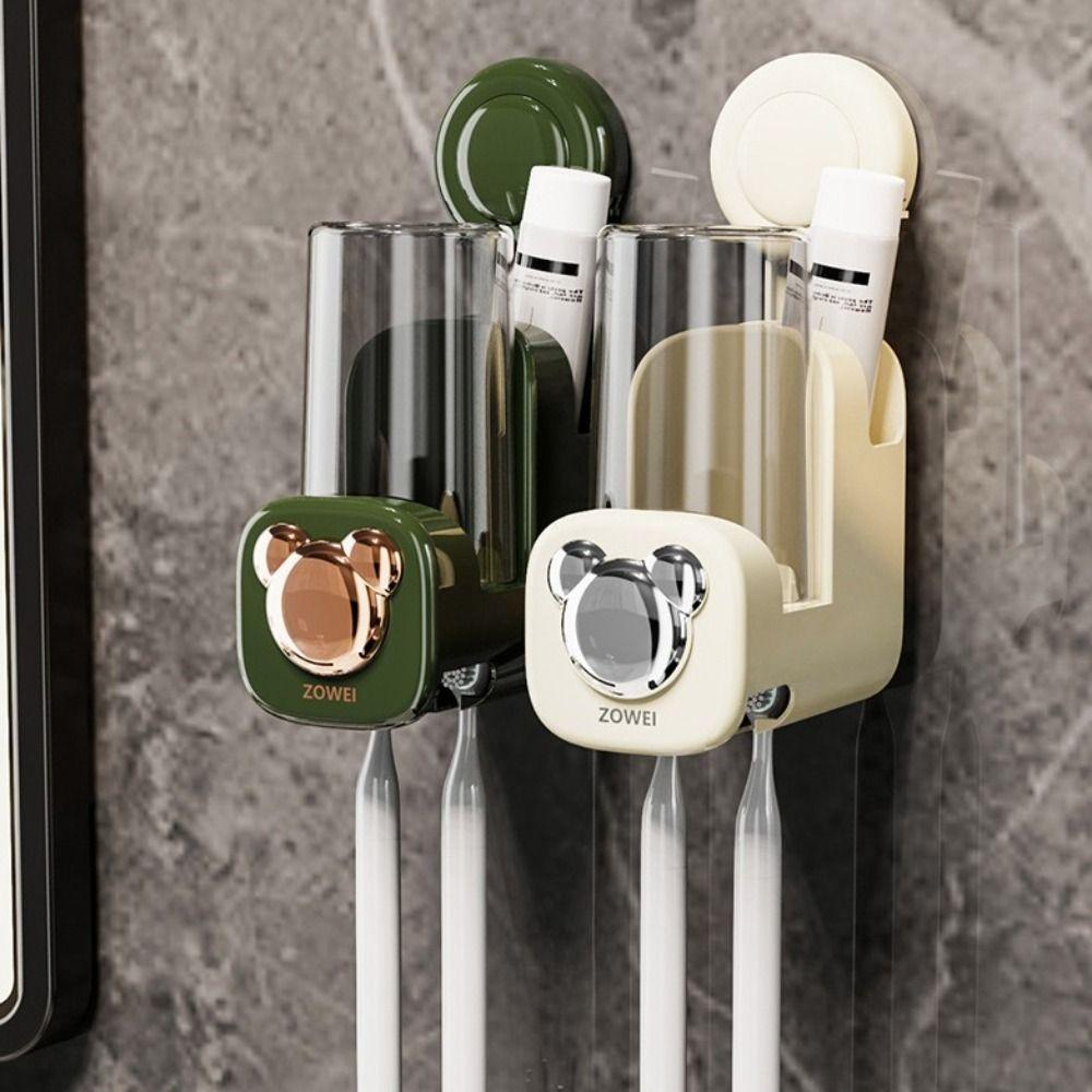 Suction Cup Toothbrush Cup Holder Wall-mounted Toothbrush Storage Rack Toothbrush Rack  Household