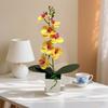 7 Flowers Artificial Orchid Potted Flowers White Pot Multi-Bloom Artificial Faux Plants Pink Plastic Fake Flower Bonsai