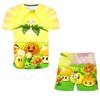 2025 NEW 4-14 Year Old Boys and Girls 3D Plant VS Zombie Printed T-shirts+Shorts Two Piece Sets Fashion Sports T-Shirt Top + Shorts Set 2 Pieces