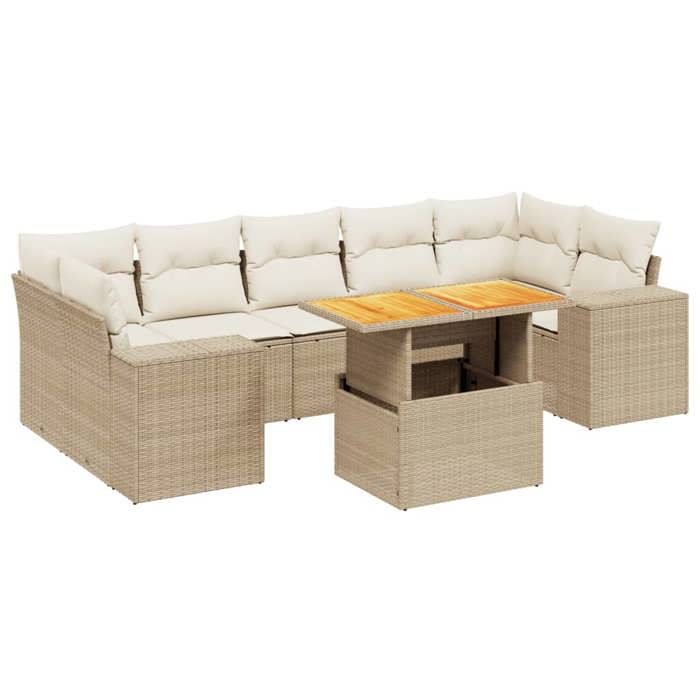 VidaXL Garden Lounge Set with Cushions 8 Pcs, Patio Sofas, Patio Furniture Set, Outdoor Furniture, Beige 3272549