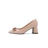 Apricot thick heel high heels 2025 autumn and winter new women's shoes medium heel square head iron buckle light mouth temperament fashion single shoe