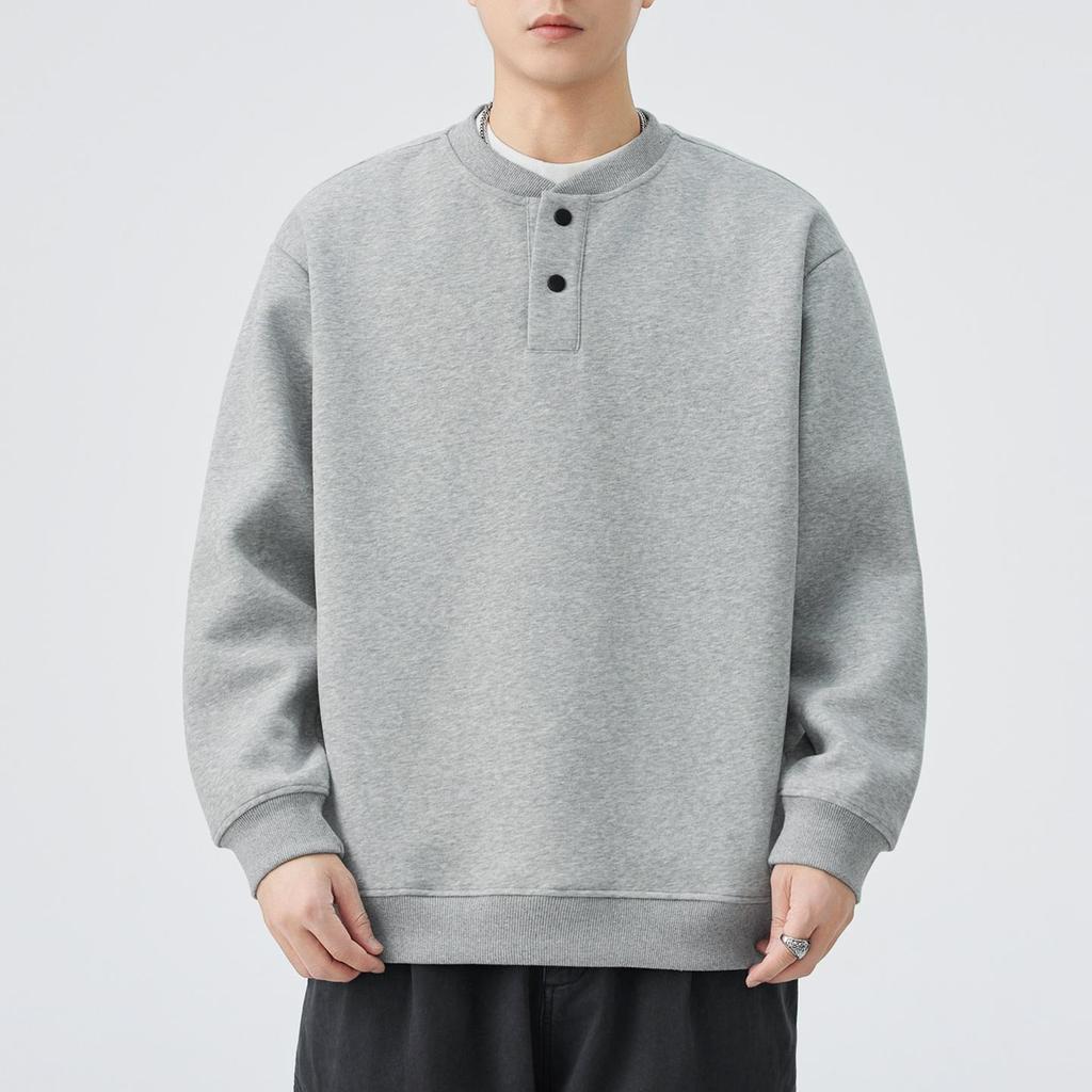 HaoZhi Men's Henley Collar Long Sleeve Hoodie, Casual Autumn/Winter Jacket