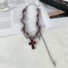 Diamond-Encrusted Star Tassel Cross Choker Necklace