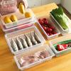 Refrigerator Storage Box Kitchen Food-grade Plastic Water-draining Preservation Box Rectangular Covered Meat Storage Box