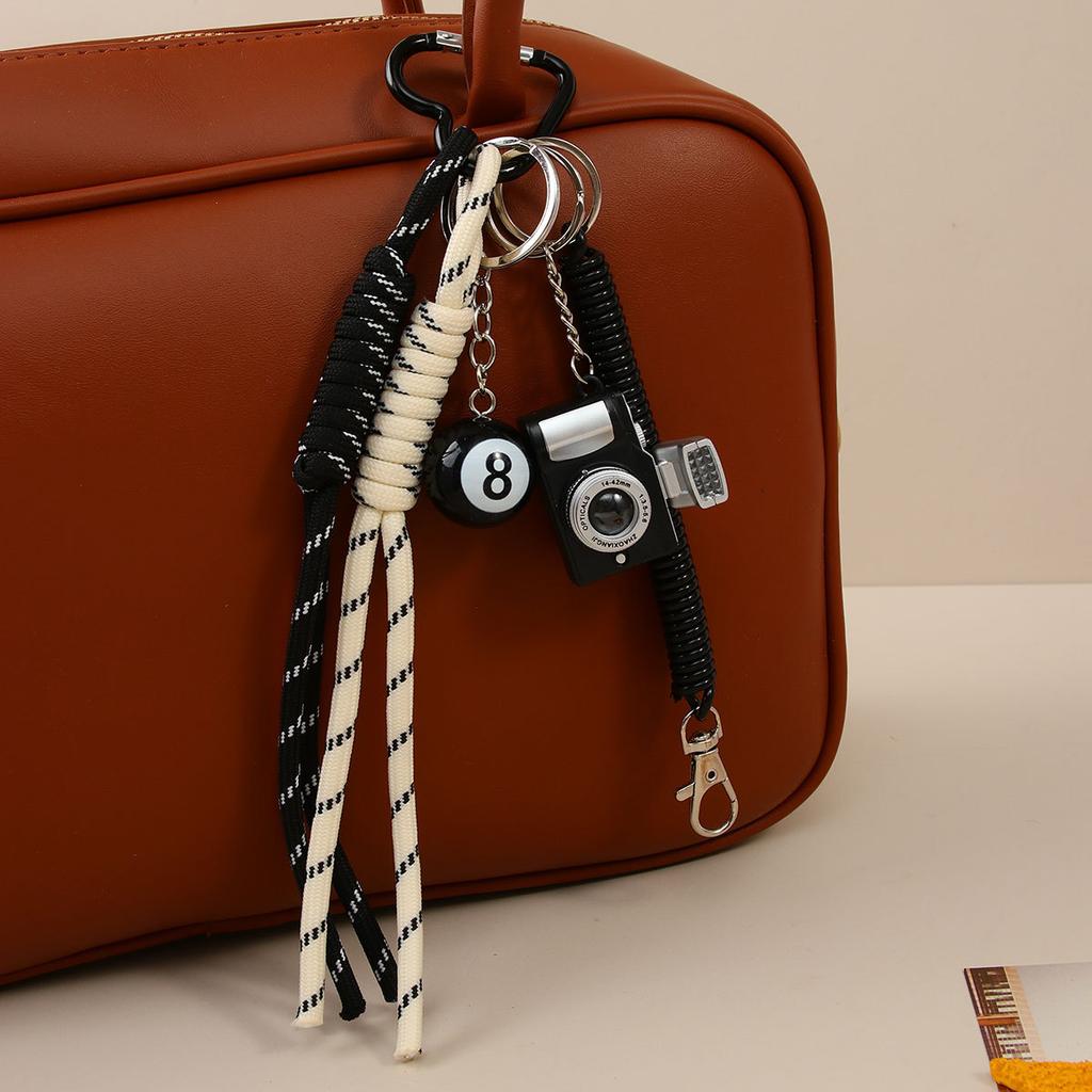 Cross-border hot-selling leather five-pointed star bag pendant camera baseball football DIY bag pendant keychain