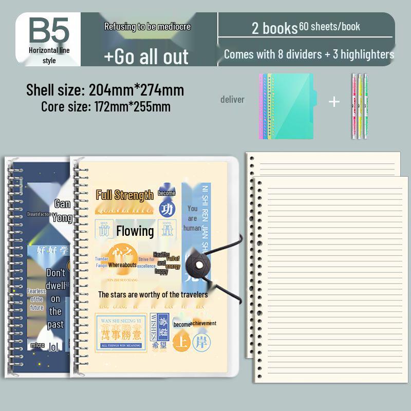 B5 Detachable Coil Ring Binder Thickened Notebook - High Aesthetic Ins Style